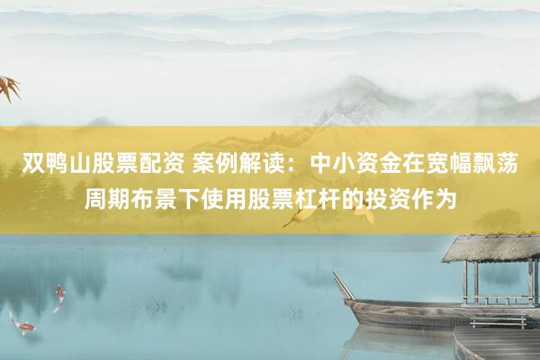 双鸭山股票配资 案例解读：中小资金在宽幅飘荡周期布景下使用股票杠杆的投资作为