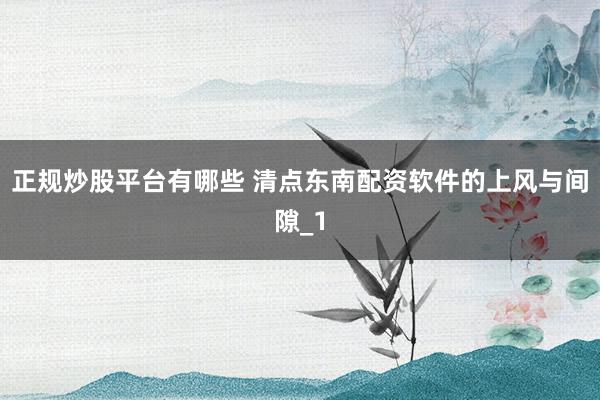 正规炒股平台有哪些 清点东南配资软件的上风与间隙_1